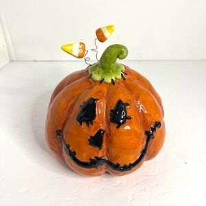 Blue Sky Clayworks Glazed Ceramic Halloween Pumpkin Heather Goldmine Table Top